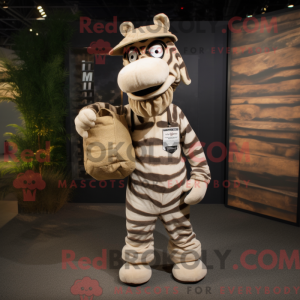 Tan Zebra maskotdraktfigur...