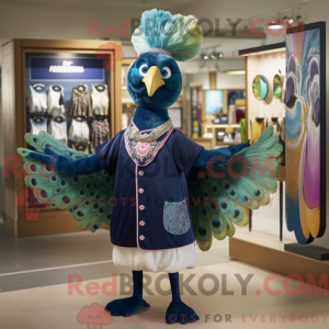 Navy Peacock maskot kostume...