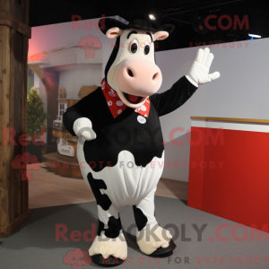 Sort Holstein Cow maskot...