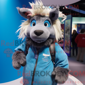 Blå vildsvin maskot kostume...