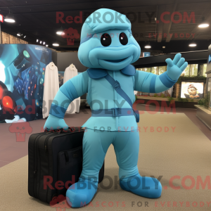 Maskotdrakt Cyan Commando...