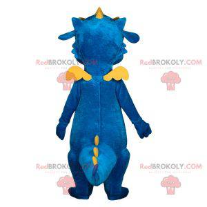 Blue and yellow dragon mascot. Colorful dragon costume -