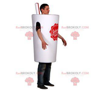 Mascot white cup with a straw. Drink costume - Redbrokoly.com