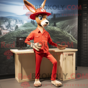Rød Gazelle maskot kostume...