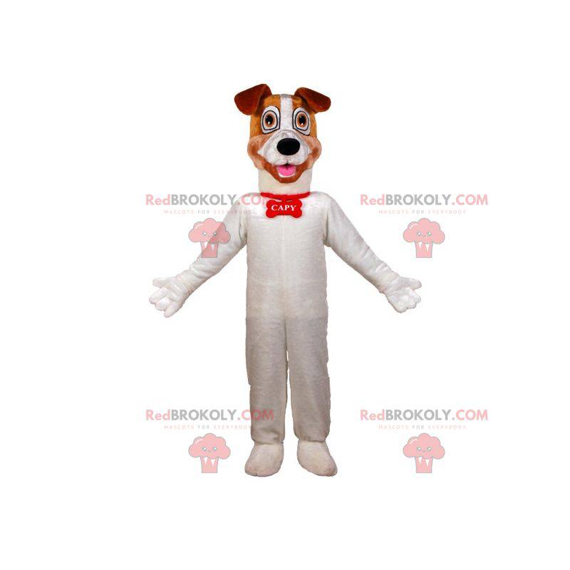 Maskott stor hvit og brun hund. Hundemaskot - Redbrokoly.com