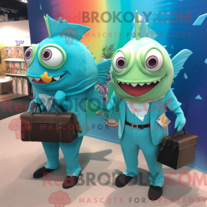Cyan Fish Tacos Maskottchen...