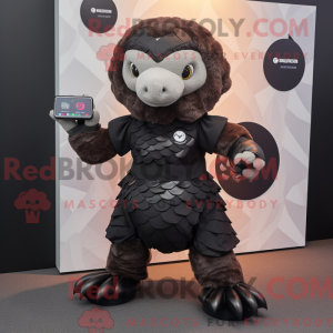 Sort Pangolin maskot...