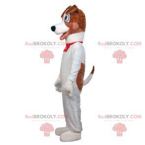 Mascot gran perro blanco y marrón. Mascota canina -
