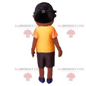 Maskot afrického chlapce s velkými brýlemi - Redbrokoly.com