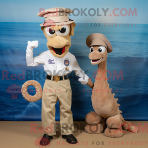 Beige Seahorse maskot drakt...