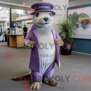Lavendel sjøløve maskot...