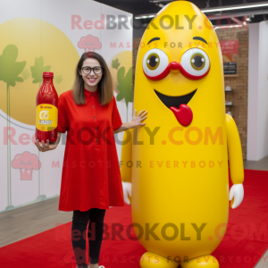 Gul flaske ketchup maskot...