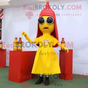 Gele fles ketchup mascotte...