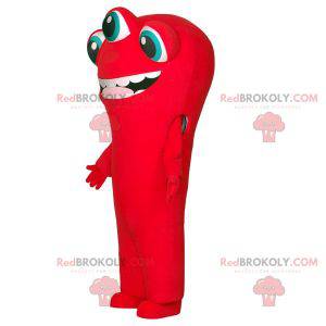 Red alien mascot with 3 eyes and a big mouth - Redbrokoly.com