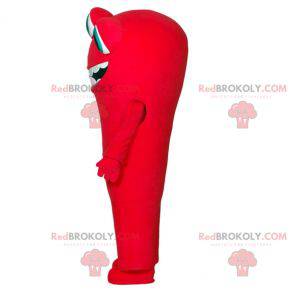 Röd främmande maskot med 3 ögon och en stor mun - Redbrokoly.com
