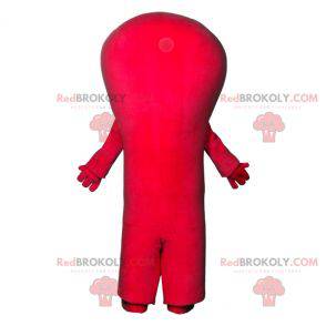 Mascotte d'extra-terrestre rouge avec 3 yeux et une grande