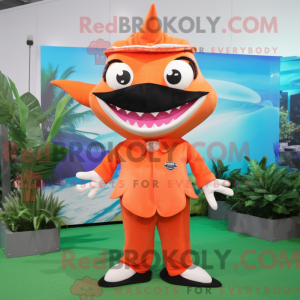 Orange Shark Maskottchen...