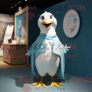 Cyan Gull maskot kostume...
