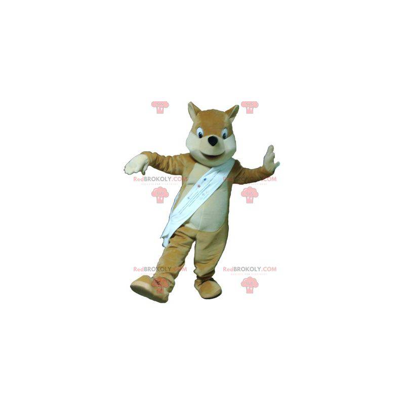 Velmi realistický béžový a bílý veverka maskot - Redbrokoly.com Velmi realistický béžový a bílý veverka maskot - Redbrokoly.com