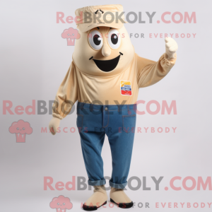 Beige Aglet maskot kostume...