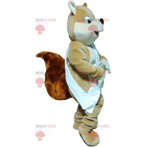 Mascotte d'écureuil beige et blanc très réaliste -