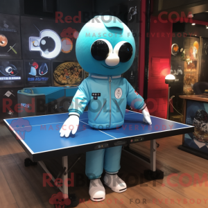 Cyan Ping Pong Table mascot...