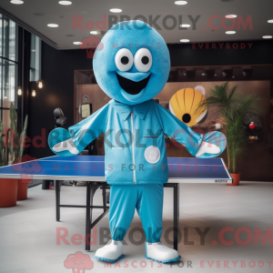 Cyan Ping Pong Table mascot...