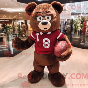Maroon Teddy Bear mascot...