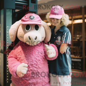 Pink Merino Sheep mascot...