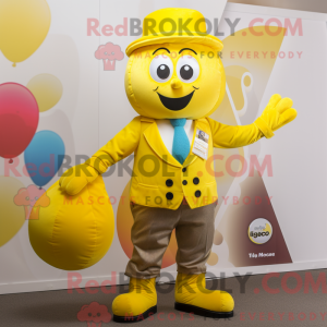Gul Juggle maskot kostume...