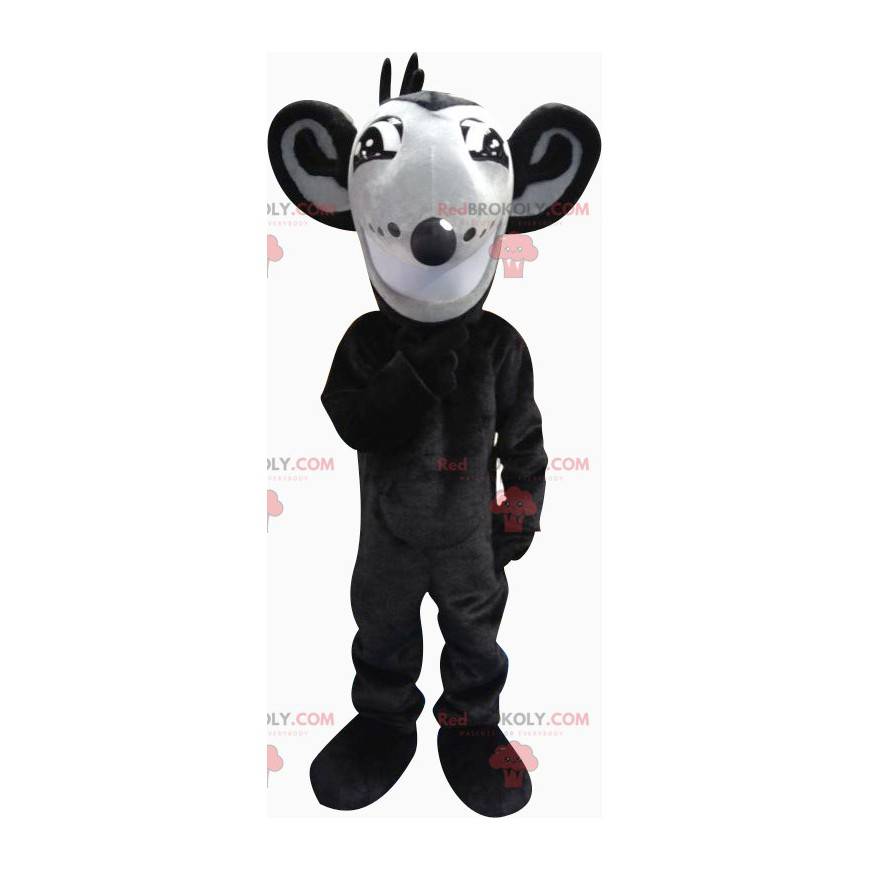 Mascotte de jolie souris noire et grise - Redbrokoly.com
