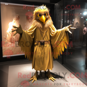 Gold Harpy maskot kostyme...