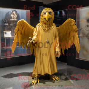 Gold Harpy maskot kostyme...