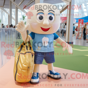Beige Soccer Goal mascot...