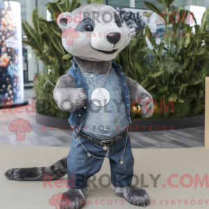 Silver Otter-maskot kostyme...