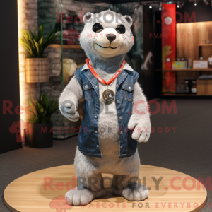 Silver Otter-maskot kostyme...