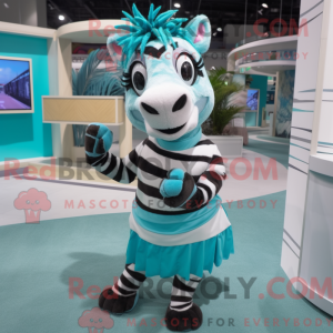 Turkis Zebra maskot kostume...