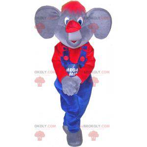 Mascotte d'éléphant bleu et blanc doux et mignon -