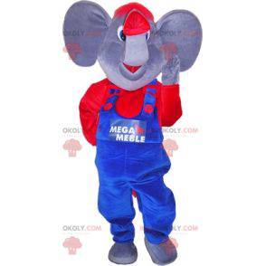 Mascota de elefante azul y blanco suave y lindo - Redbrokoly.com