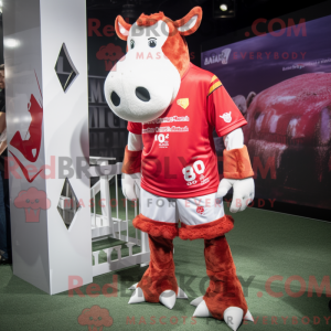 Red Cow mascot costume...