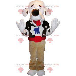 Mascotte de chien blanc et marron. Costume de chien -