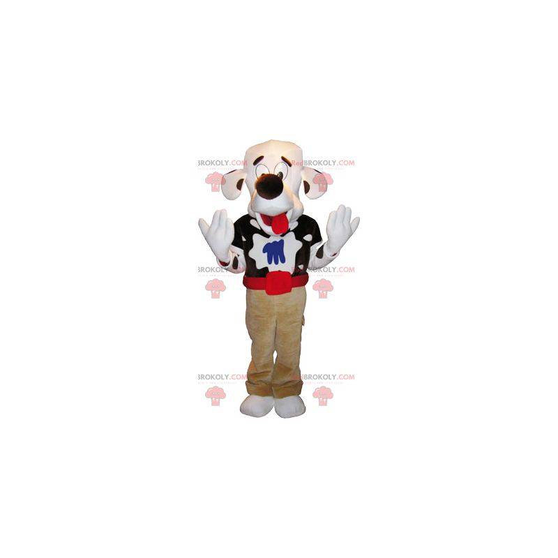 Witte en bruine hond mascotte. Honden kostuum - Redbrokoly.com
