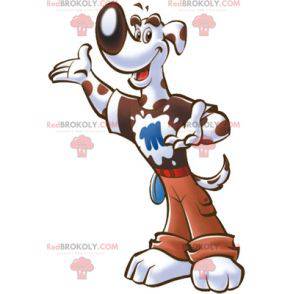 Mascote do cão branco e marrom. Fantasia de cachorro -