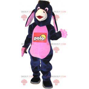Mascotte d'âne de bourrique bleue et rose. Costume de