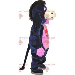 Mascotte d'âne de bourrique bleue et rose. Costume de