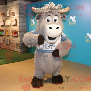 Sølv Yak maskot kostume...