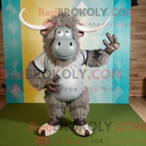 Sølv Yak maskot kostume...