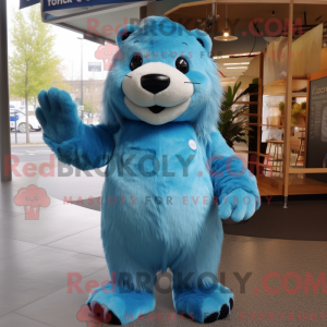 Máscara de castor azul com...