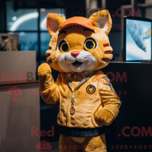 Gold Cat maskot drakt...