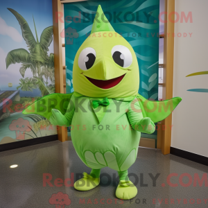 Limegrøn Stingray maskot...